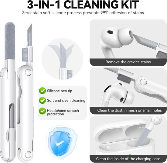 Siliconen voor AirPods Pro 3 Hoes, A6-Khaki - Zacht, licht, antislip, krasbestendig, bedraad/draadloos laden. Reinigingspen + sleutelhanger. — afbeelding 2