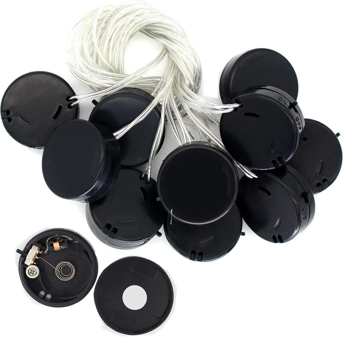 10 STKS CR2032 Batterij Houder Plastic 2x3V Knop Coin Cell Batterij Houder Case Box met Draad Lood ON-OFF Schakelaar, 3v batterij houder met schakelaar (zwart)
