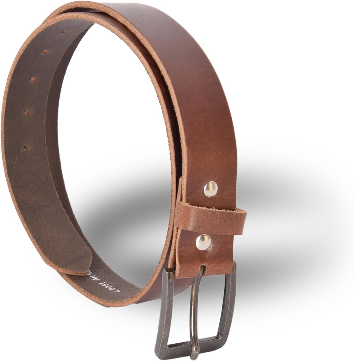 Bruin Riem - Unisex Buffelleer Riem - Maat 85-3,5 cm Breedte - Donker Zilveren Gesp - Duurzaam en Verfijnd Broekriem