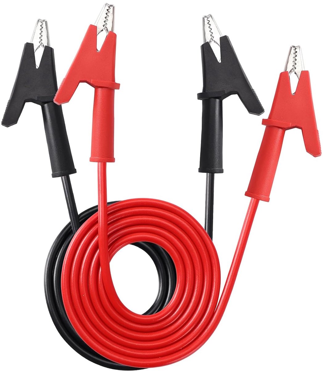 2 Stuks 1m 16AWG 15A Krokodillenklem Elektrische Testkabels, Dubbelzijdige Krokodillenklemmen met Iisolatieklemmen, voor Eelektrische Tests, Rood/Zwart