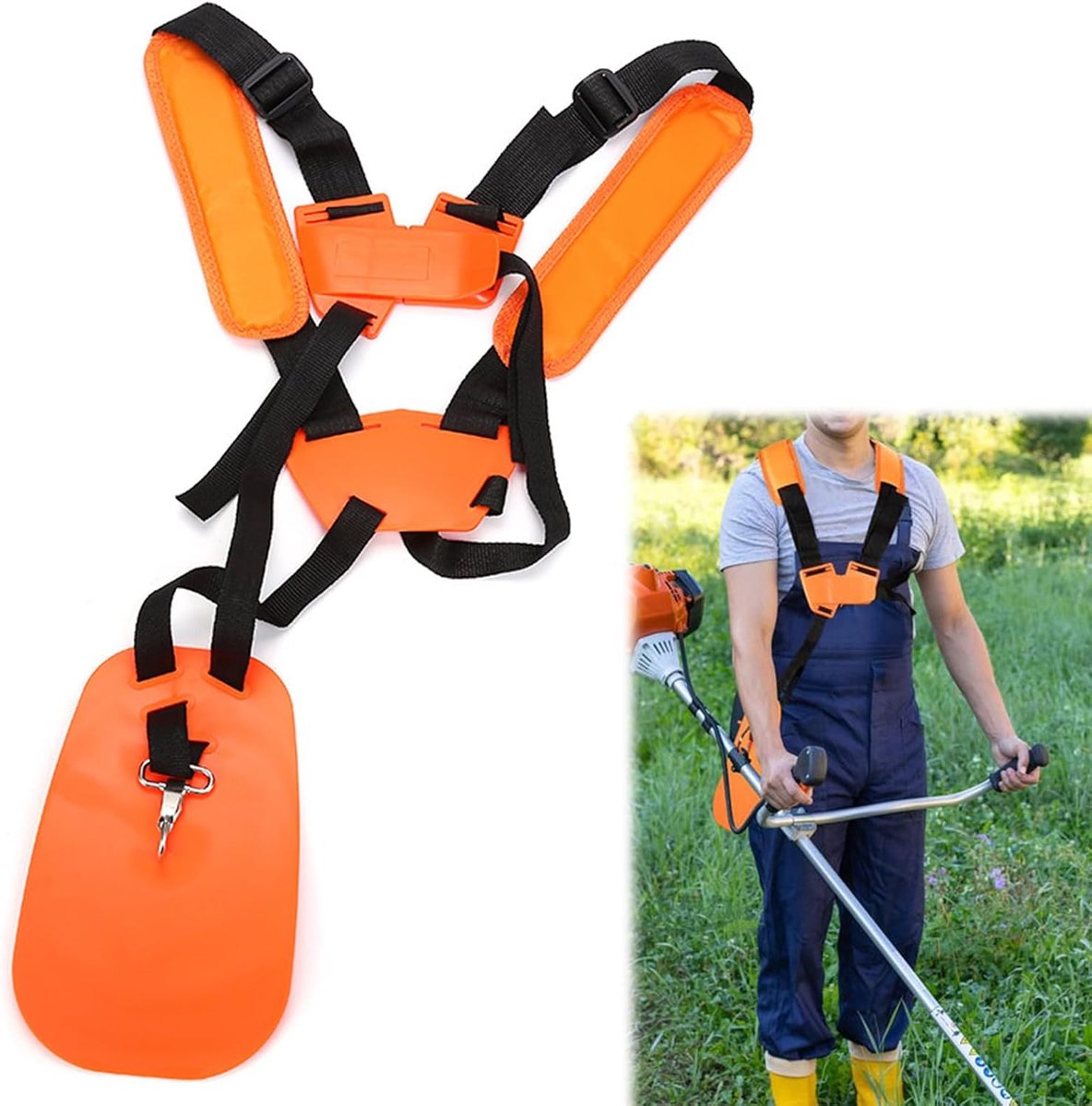 Schouderriem, schouderriem voor bosmaaier, draagriem voor bosmaaier, grastrimmerriem, biedt een comfortabele en efficiënte tuinervaring, oranje