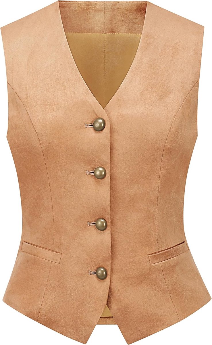 Kostuumvest, gevoerd, button-up, V-hals, smoking, vintage jas, dressy, mouwloos vest