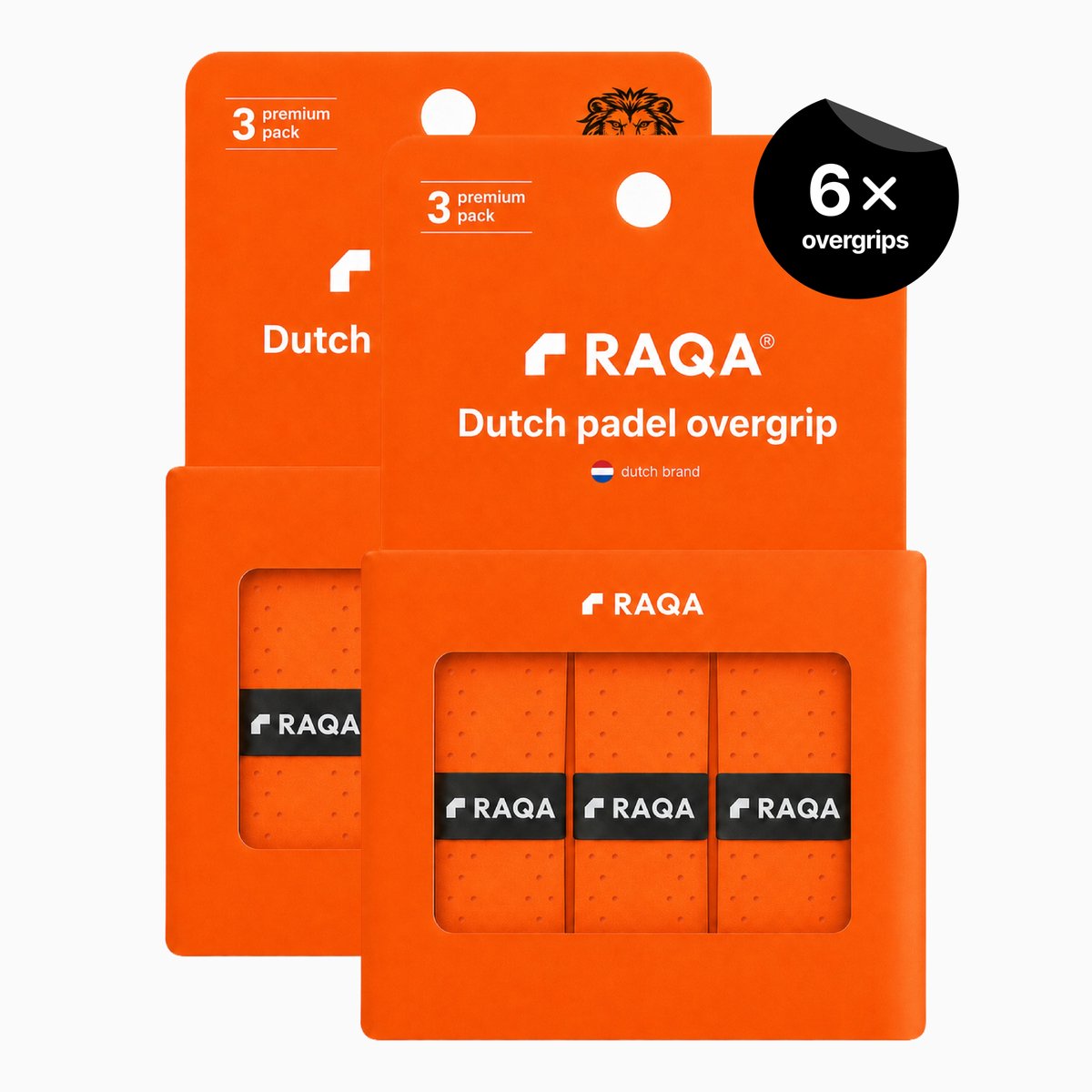 Raqa® Dutch Overgrip Oranje – 6x Padel Grip – Padel Racket Grip – 2-Pack Voordeelpack – Oranje