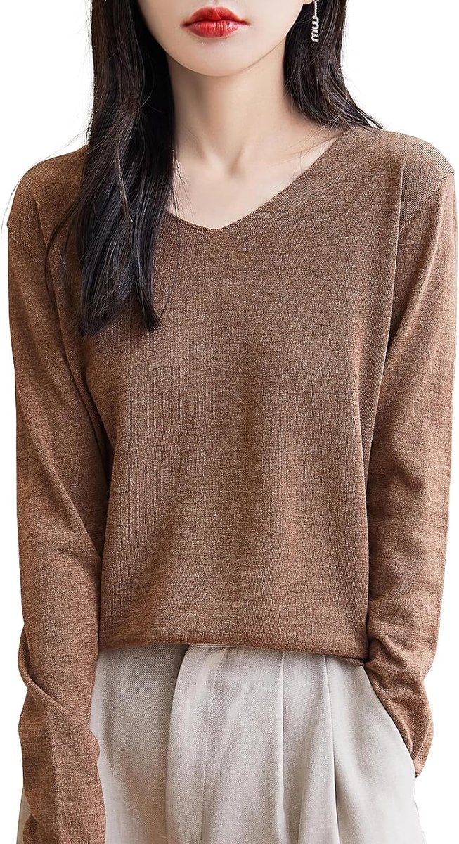 100% merinowol shirt dames basislaag V-hals lange mouwen voor reizen wandelen T-shirt ondergoed bovendeel