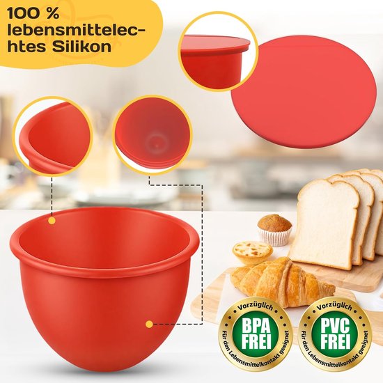 3 stuks siliconen inzetstukken met deksel voor KitchenAid keukenmachine Tilt-Head 5 kwart siliconen kom geschikt voor levensmiddelen -40 °C tot 240 °C, magnetron-, vaatwasser- en koelkastbestendig — afbeelding 2