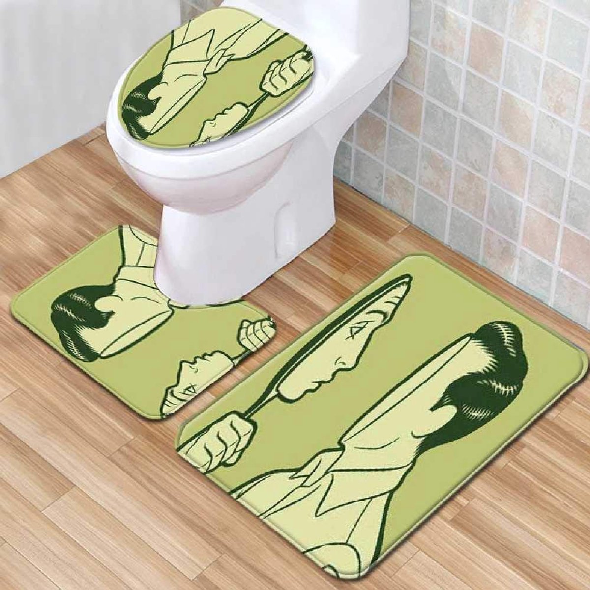 Vloermat, Driedelige Badkamer Anti-slip Mat, Tapijt, Wc-mat Set, Badkamer Anti-slip Mat, Bad Mat 45cmx75cm