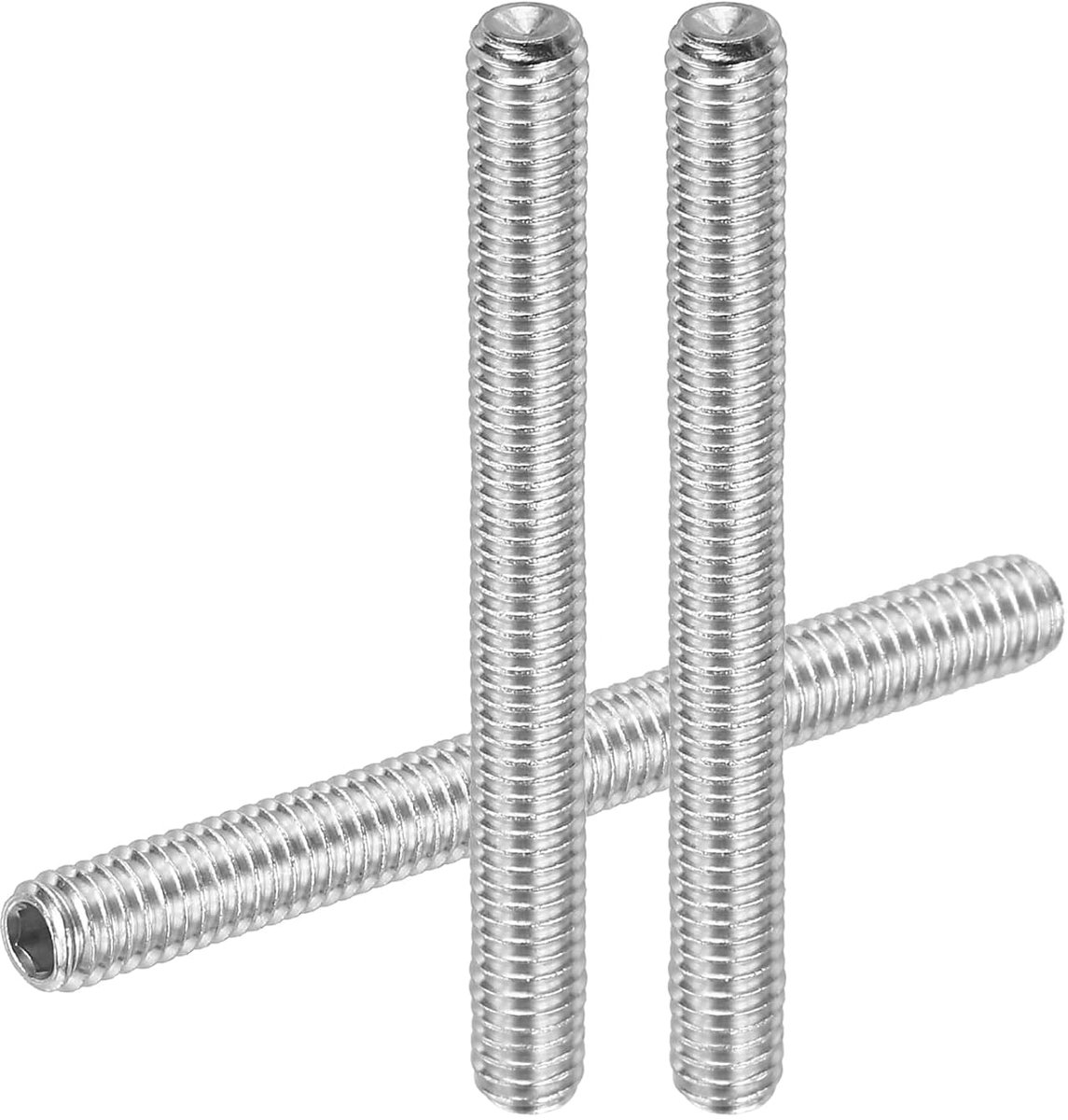 10 stuks madenschroeven M4 x 40 mm, 304 roestvrij staal, madenschroevenset voor deurklinkhouder, meubellampen, kraan, reparaties, zilveren binnenzeskant, schroefdraadpennen, schroevenset