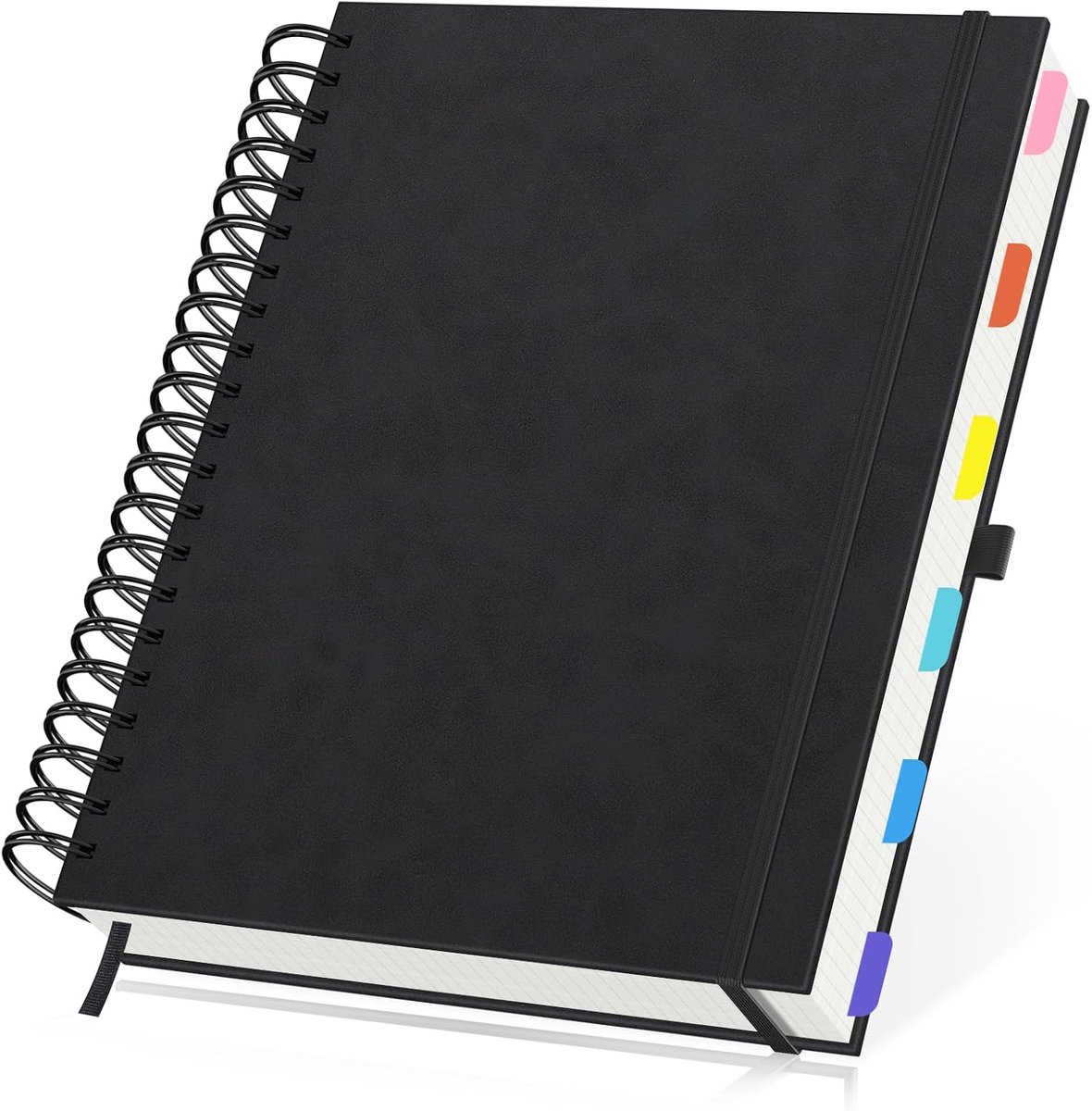 Spiraal Notitieboek - 1 Stuks 100gsm Geruit 5mm Notebook Papier - 28.5x21.6cm Vierkant Bloknotities A4 PU Leer - 120 Vellen Hard Cover Grid Notitieboek, Zwart