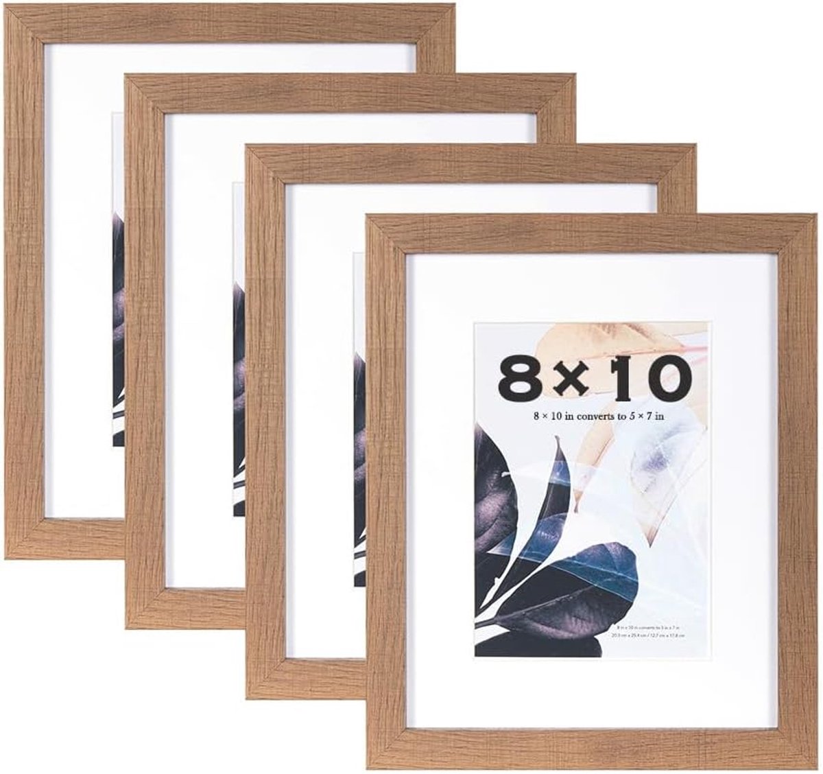 Lijsten, set van 4, houten fotolijsten voor vrijstaand en wandmontage