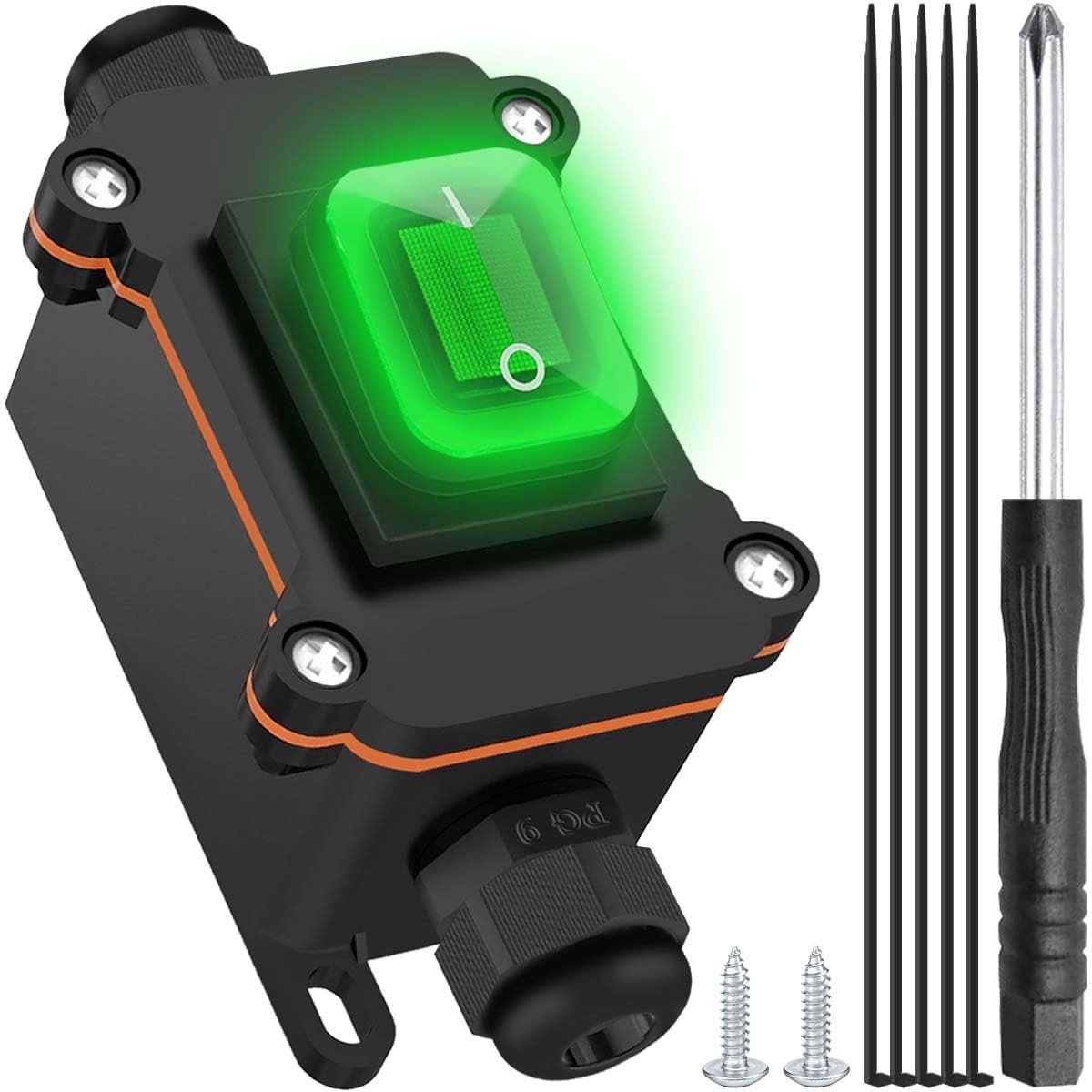 Omgoods - Waterdichte Toggle Schakelaar 12V 20A met Groene LED