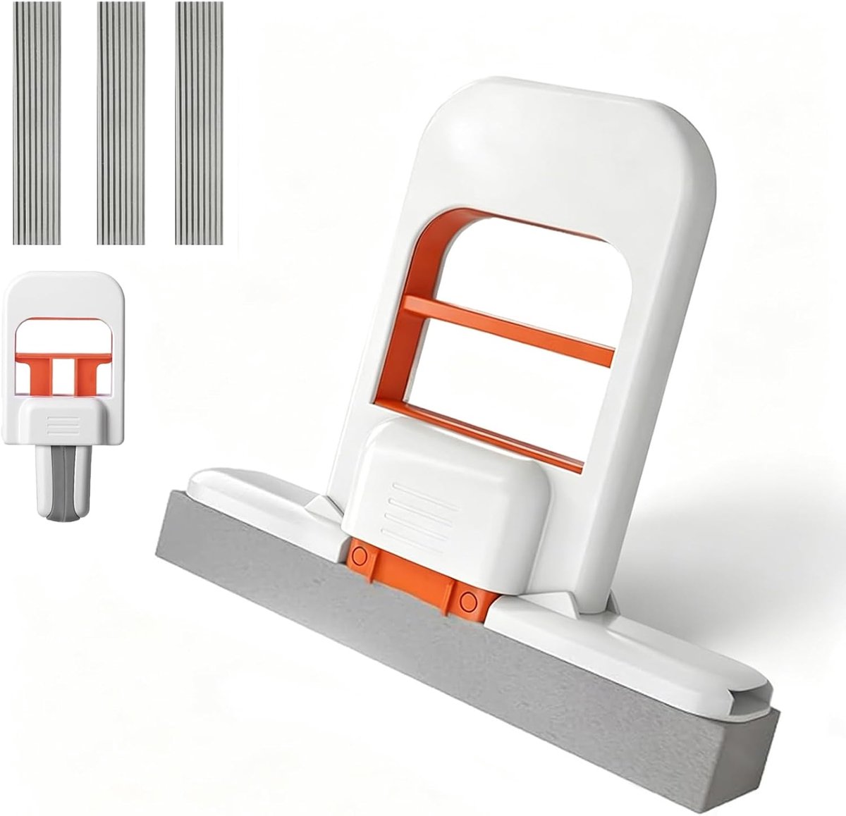 Claoner Mini spons - Opvouwbaar - Vervangbare kop - Droog en nat - Voor bureau keuken glas tegels - Wit