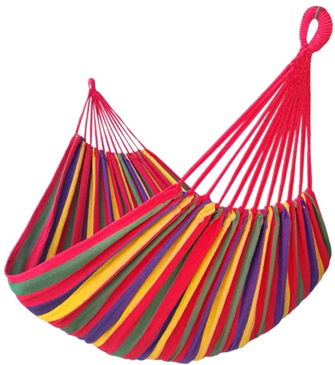 Omgoods - Extra Grote Hangmat voor 2 Personen met Regenboog Streep