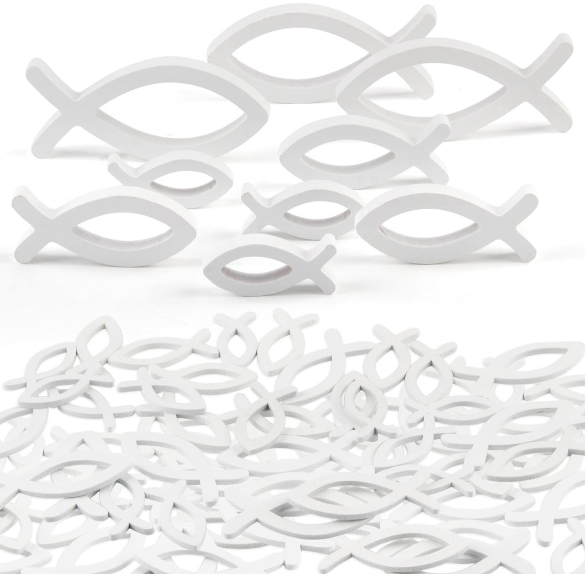 Omgoods - Set van 69 Houten Vissen voor Doopdecoratie en Communie