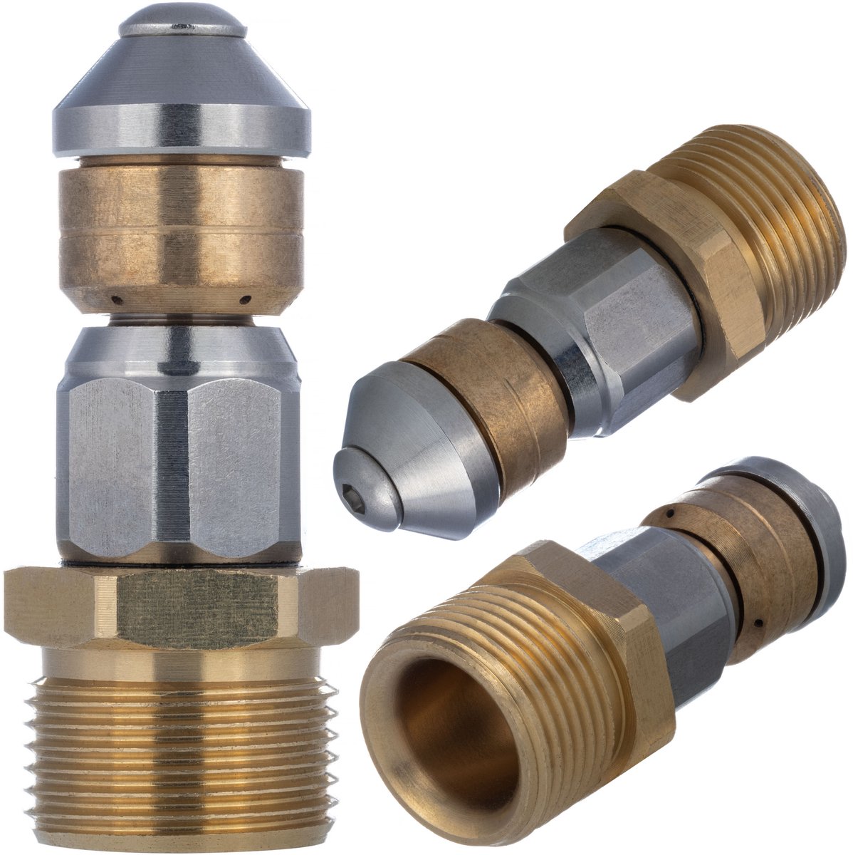 Rosfix Spuitmond Draaibaar M22 - 350 Bar, 3 Achterstralen - RVS en Messing, 155°C