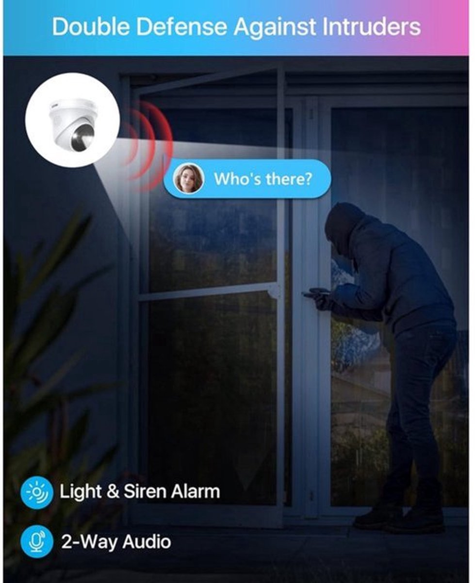Beveiligingscamera Set – Surveillance Camera – IP Camera – CCTV Camera – PoE Camera – 8MP Spotlight Beveiligingssysteem – 2TB Opslag – Kleurennachtzicht Met Tweeweg Audio