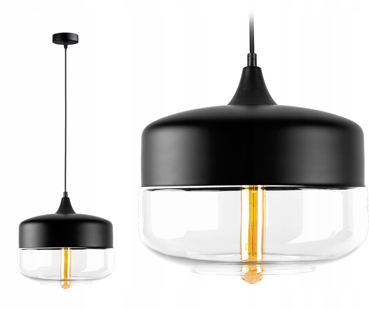 Merkloze Glazen Hanglamp Zwart E27 - Loft Stijl