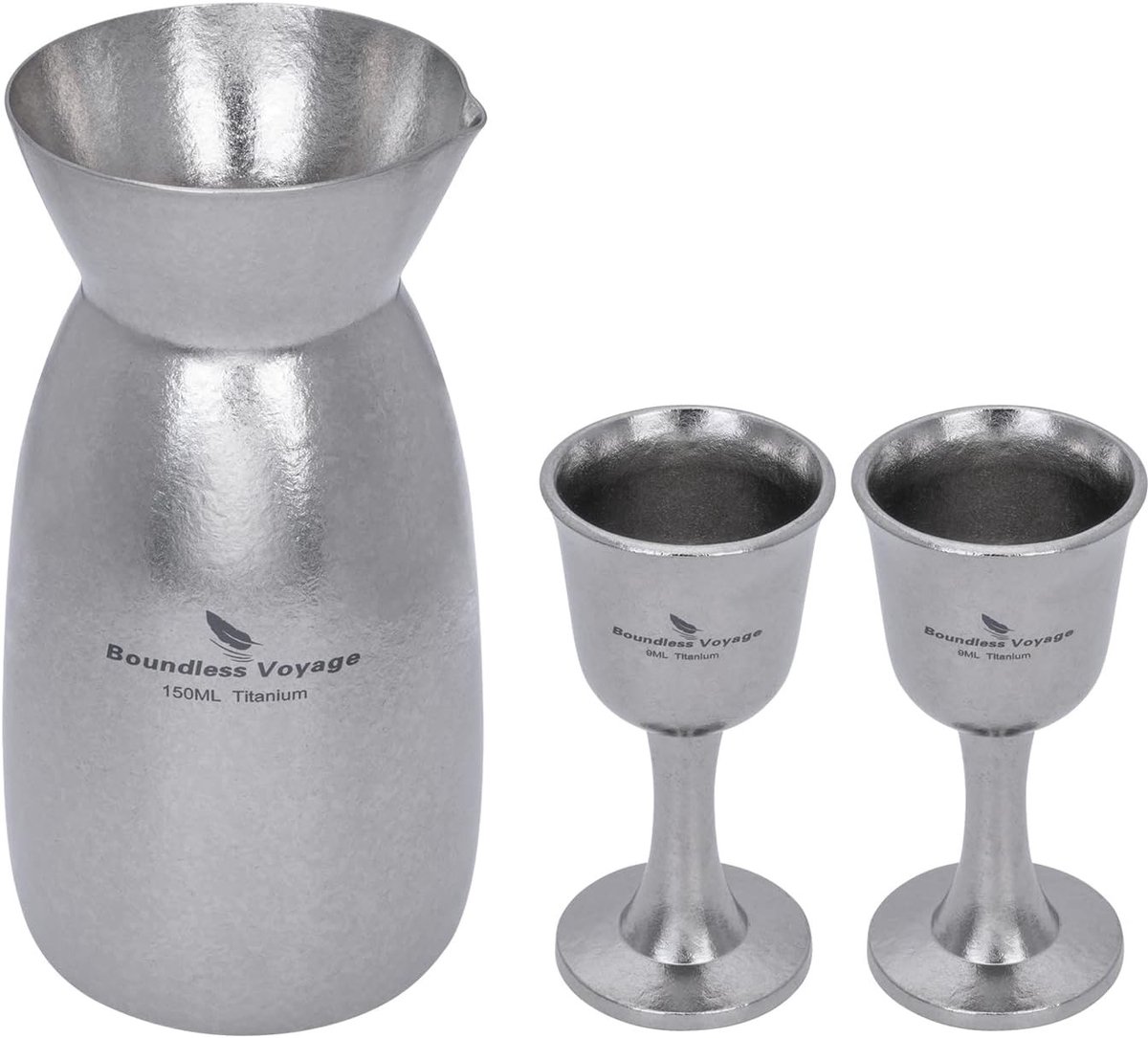 Japanse Sake Set 150ml Titanium Decanteerder met 2 Kopjes, Lichtgewicht en Duurzaam voor Reizen en Kamperen