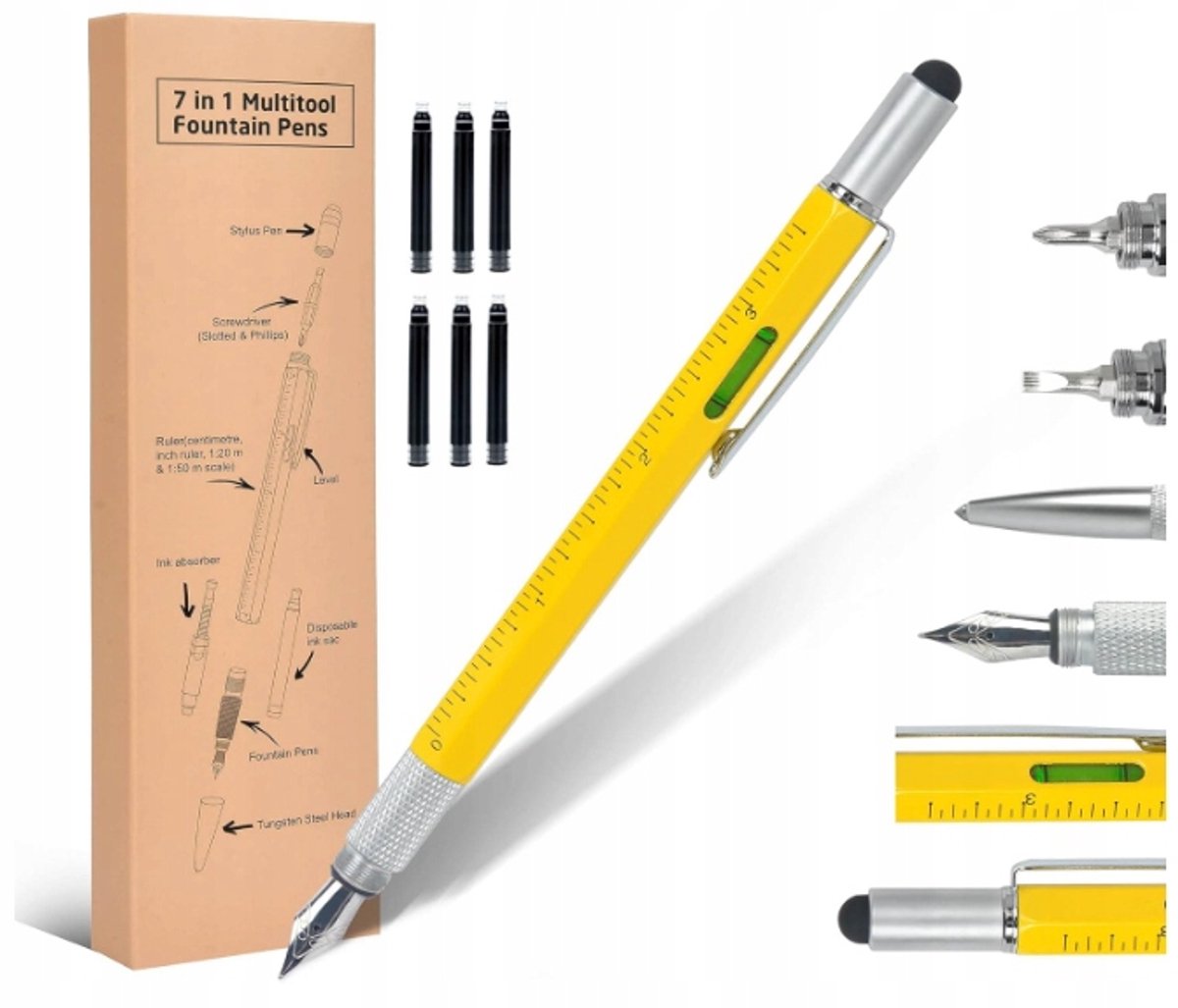 Multifunctionele Gereedschapspen 7-in-1 - Uniek Cadeau