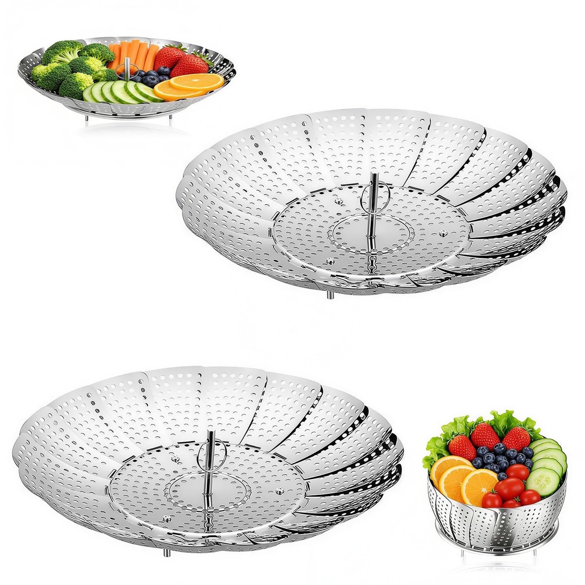 Set van 2 verstelbare dampkoren voor pot, 15-22,5 cm