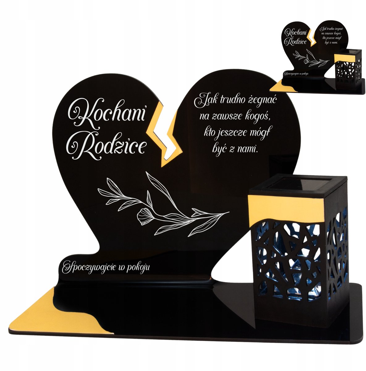 Zonne-graflicht Hart Goud LED voor Ouders - Grafdecoratie