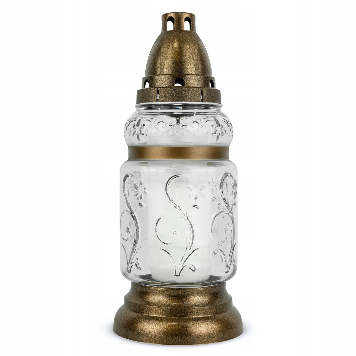 Traditionele Gouden Glazen Lantaarn 27cm met Brandstof