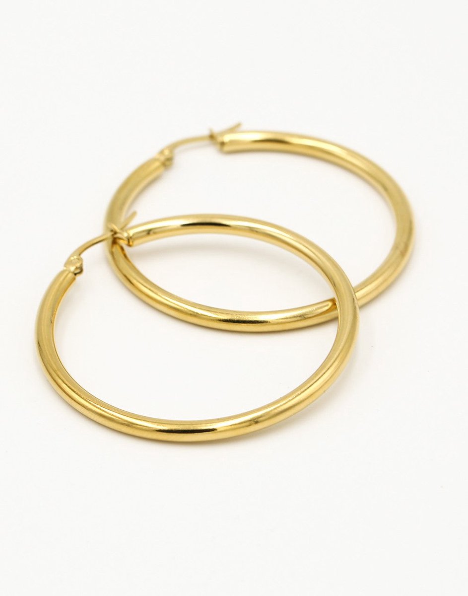 Oorringen Hoops Goudkleurig 40mm - 4cm - Stainless Steel - Glow Adora