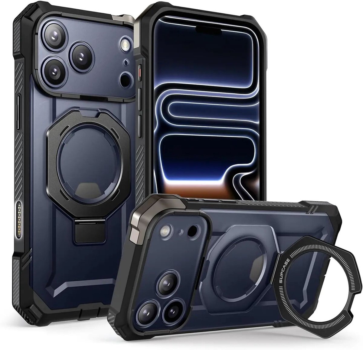 SUPCASE Hoesje Geschikt voor Apple iPhone 18 Pro / 17 Pro | Unicorn Beetle Grip | Compatibel met MagSafe / Qi2 | Magnetische Back Cover | Militaire Standaard | Kickstand | Zwart