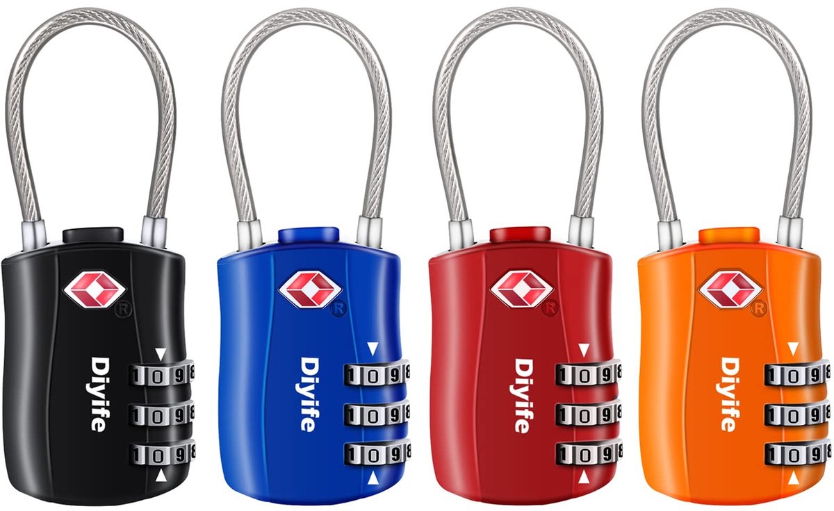 SolidKeus - Set van 4 TSA Goedgekeurde Bagagelocks met Combinatie