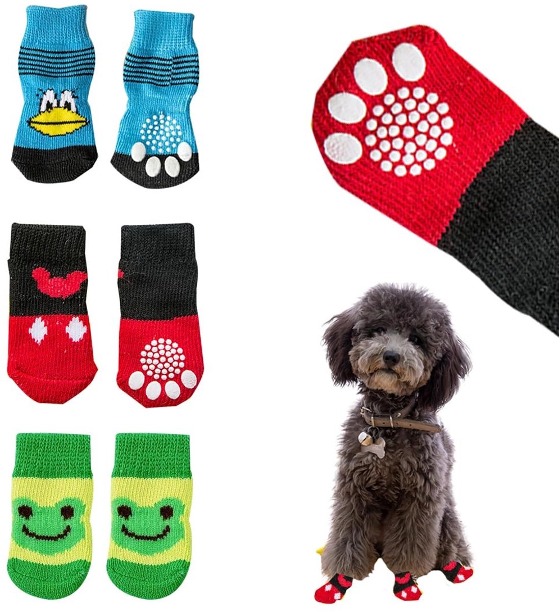 SolidKeus - 12 Stuks Antislip Sokken voor Honden en Katten