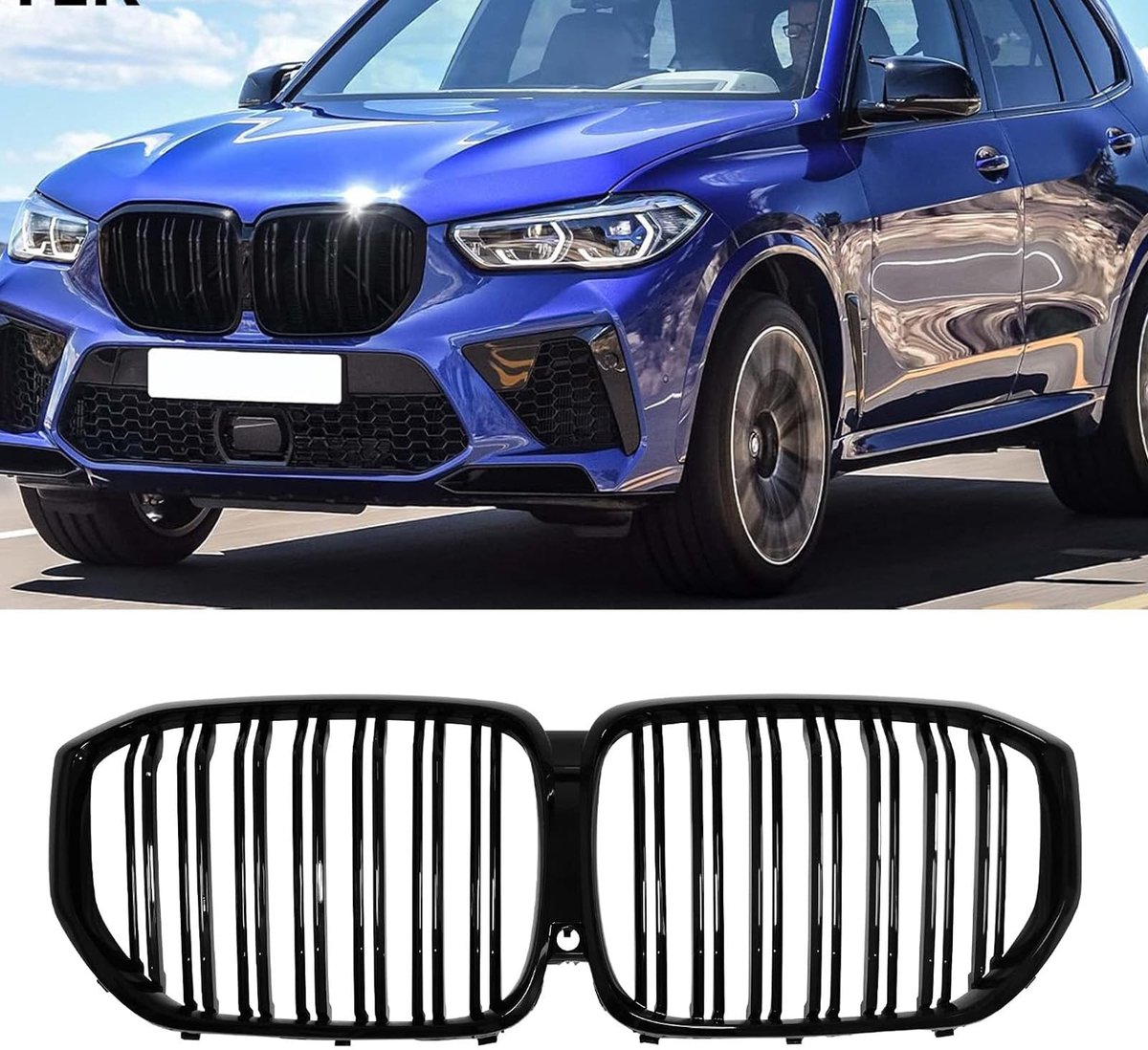 SolidKeus - Radiator Grill voor BMW X5 G05, Dubbel Geplateerd Zwart