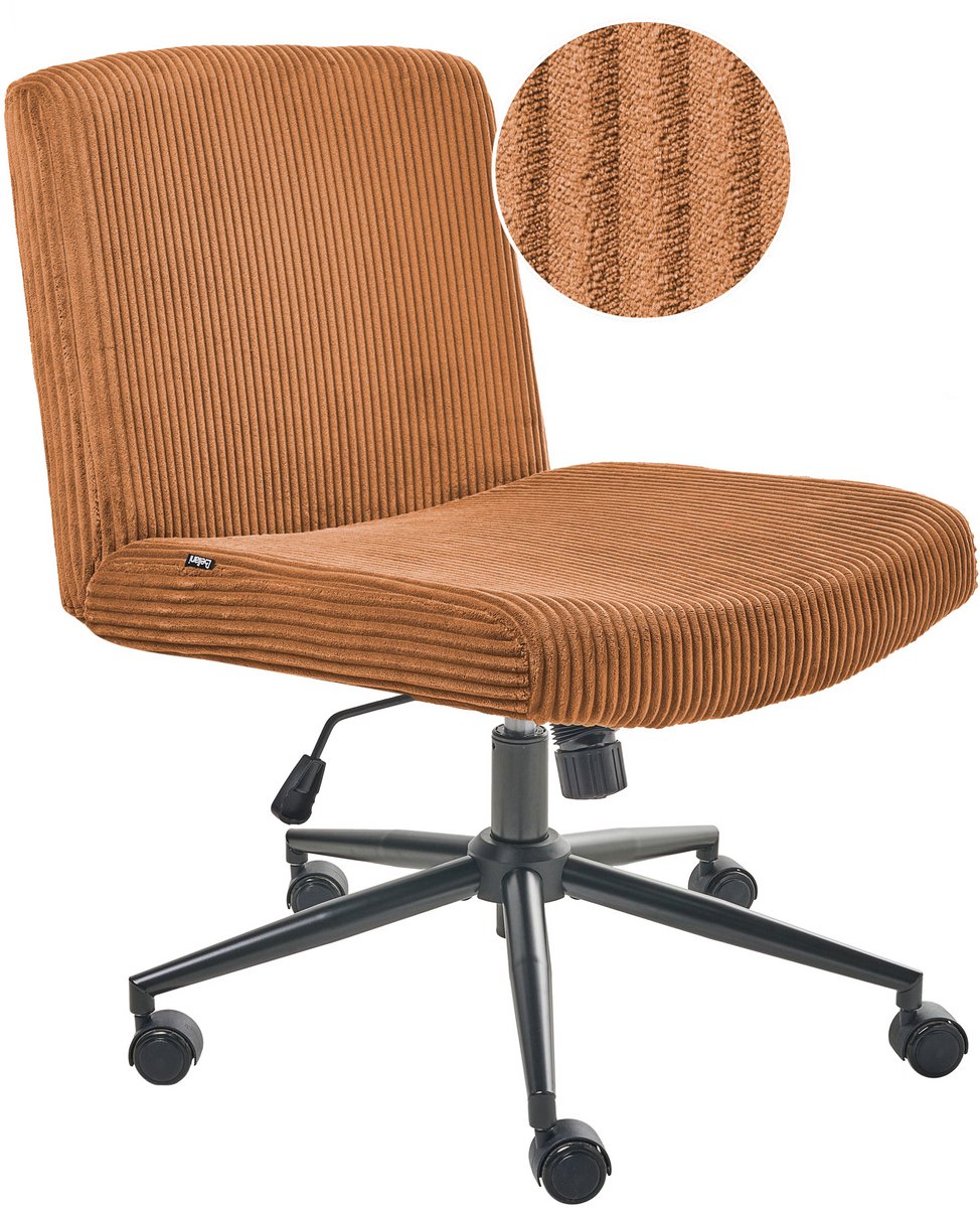 Beliani GEDDES - Bureaustoel - Goudbruin - Corduroy
