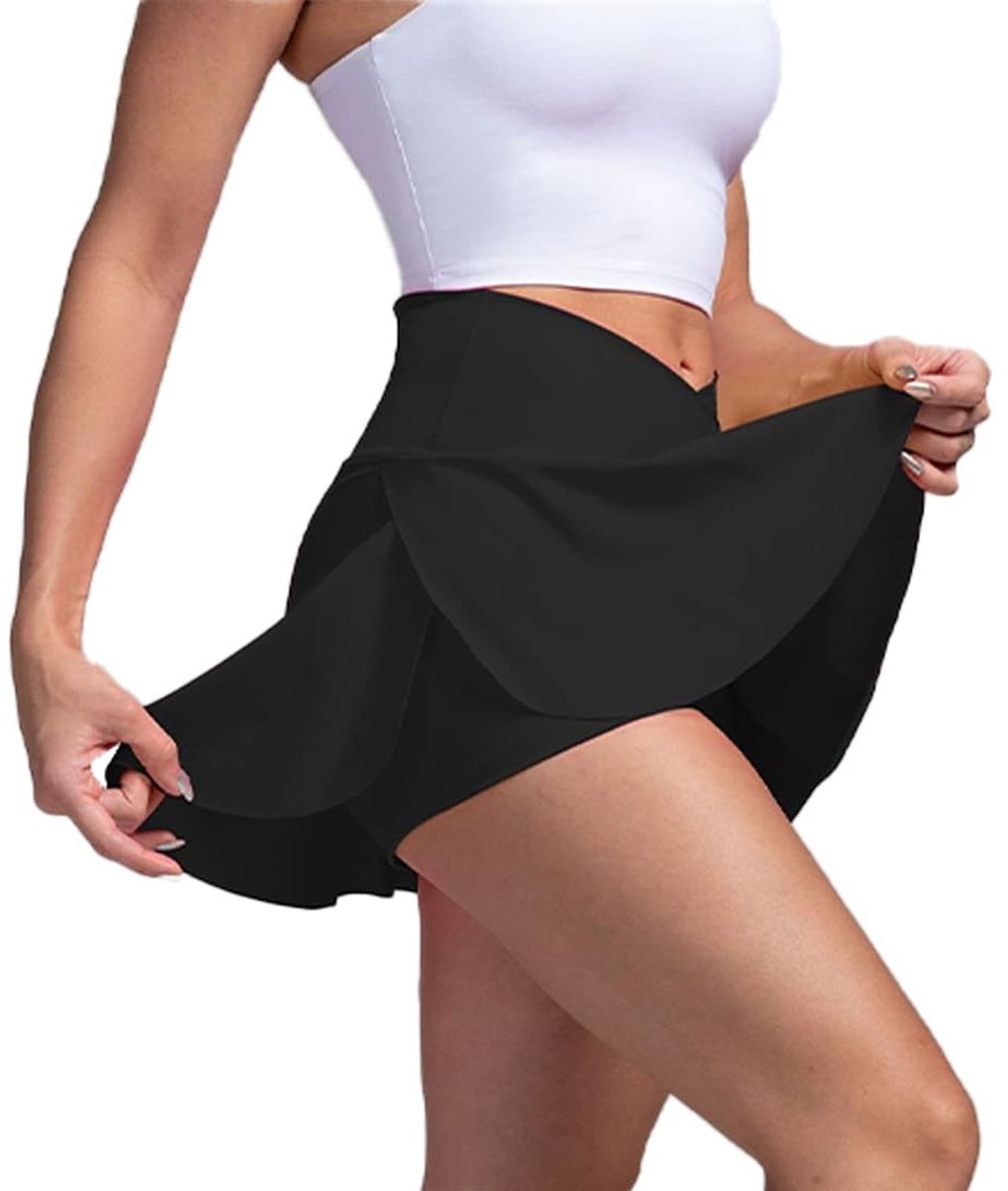SolidKeus - Vrouwen Tennisrok met Hoge Taille en Korte Broek Onderzijde