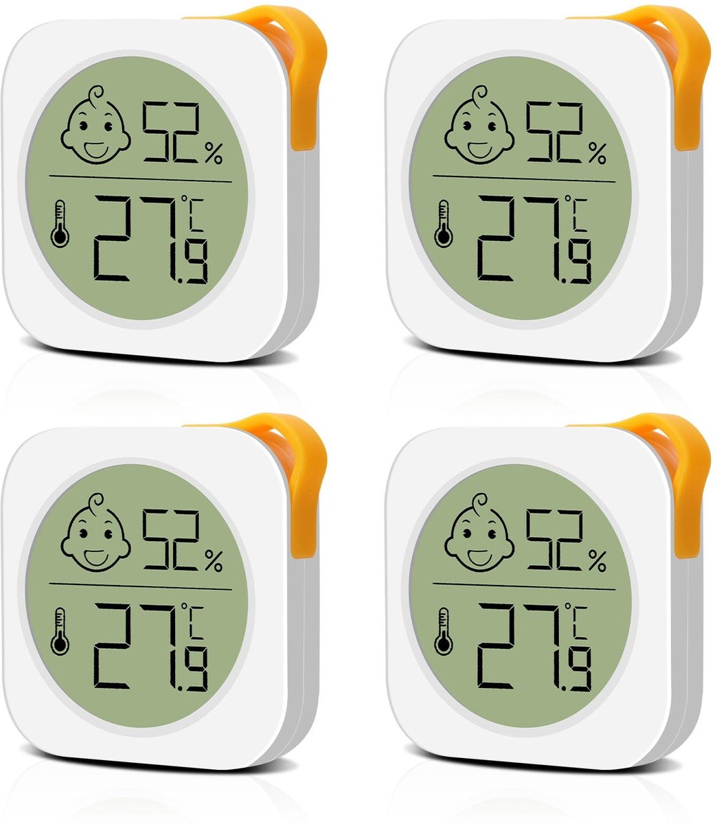 SolidKeus - Digitale Hygrometer en Thermometer met LCD Scherm (Pack van 4)