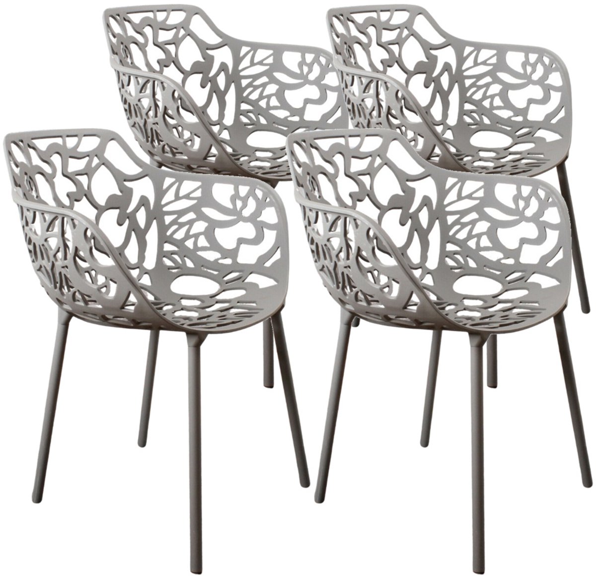 DS4U® - Cast eetkamerstoel - Set van 4 - Lichtgrijs - Aluminium - Met armleuning