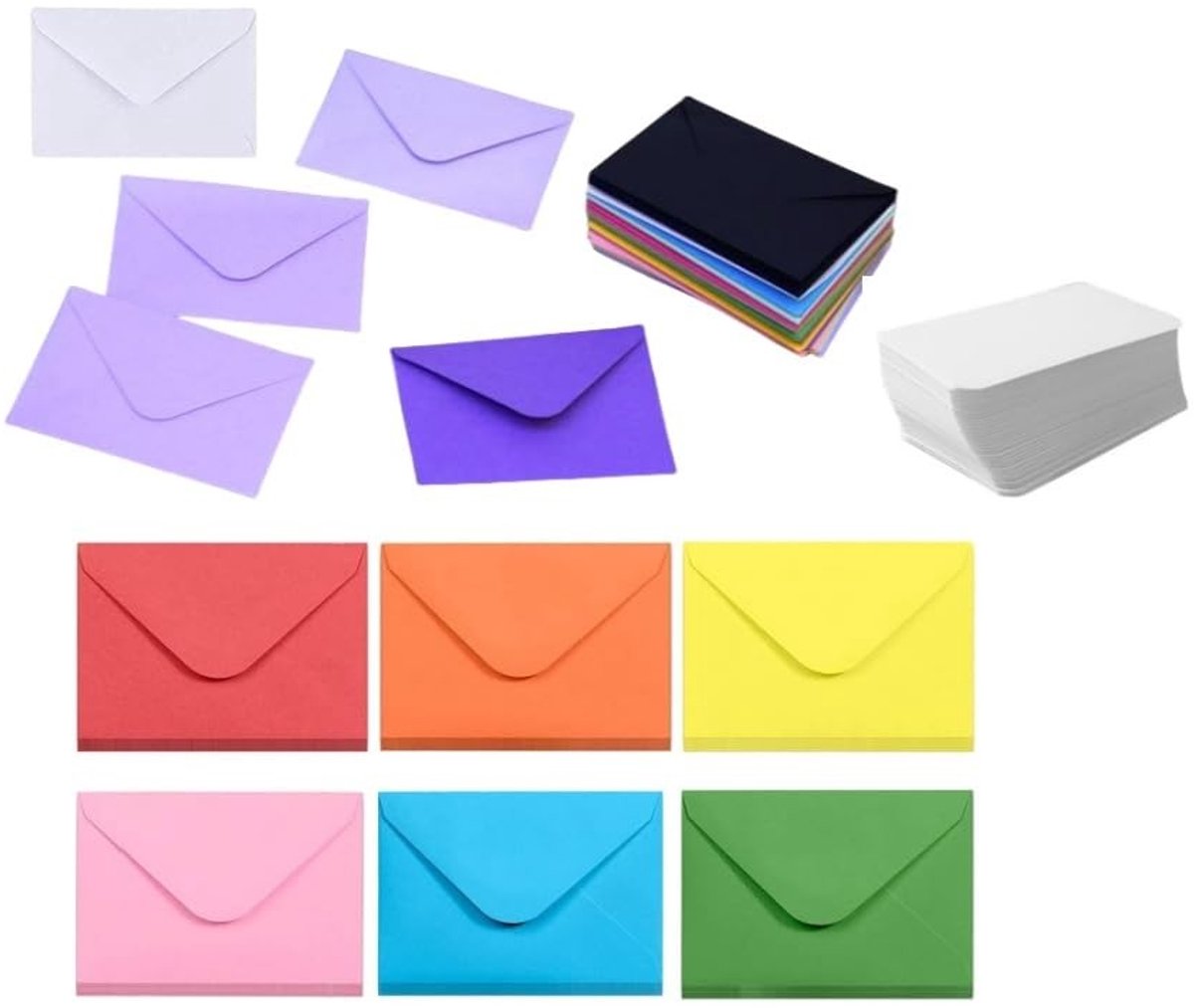 SolidKeus - 50 Mini Enveloppen met Witte Kaarten voor Feestelijke Gelegenheden