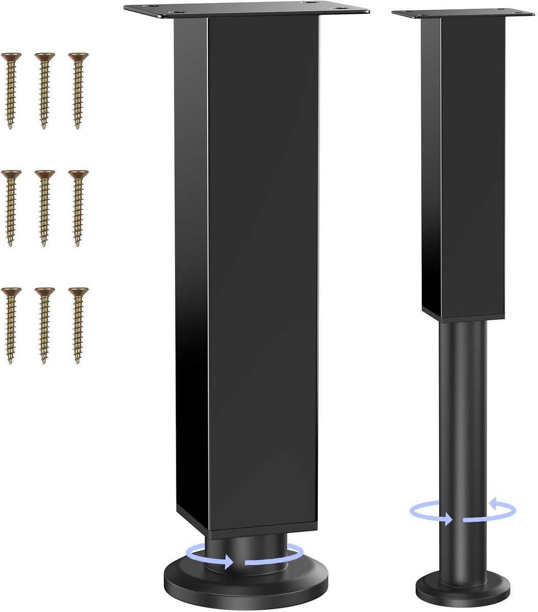 SolidKeus - Set van 2 Verstelbare Meubelpoten 18-30 cm Zwart