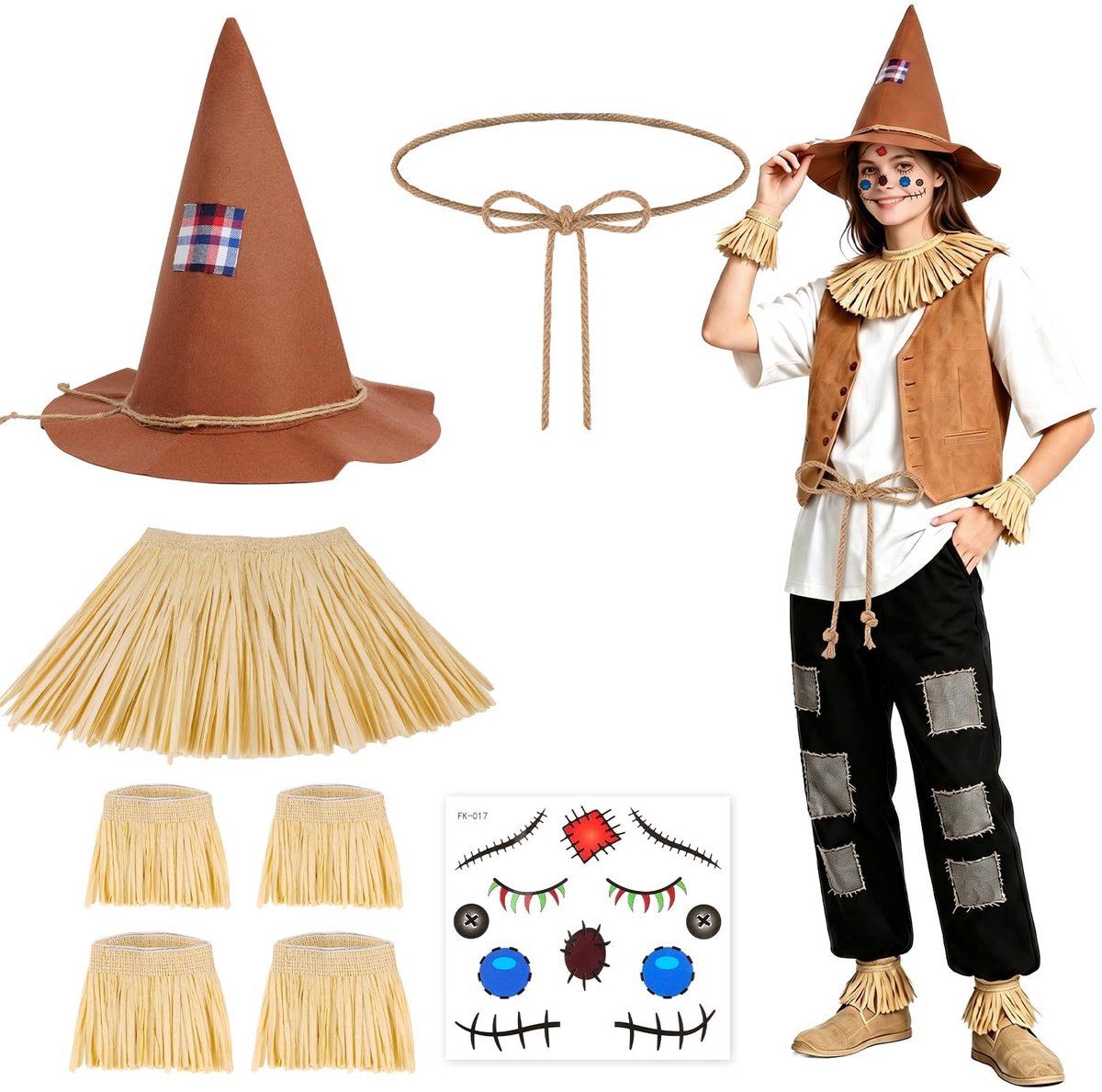 SolidKeus - Set van 8 Vogelverschrikker Kostuum Accessoires