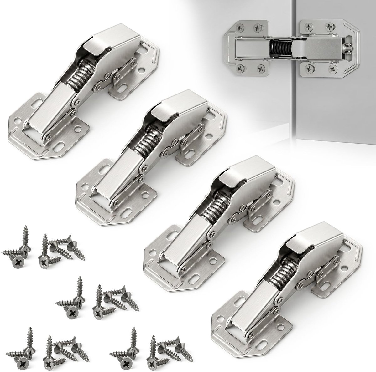 SolidKeus - Set van 4 Softclose Kastscharnieren zonder Voorboren