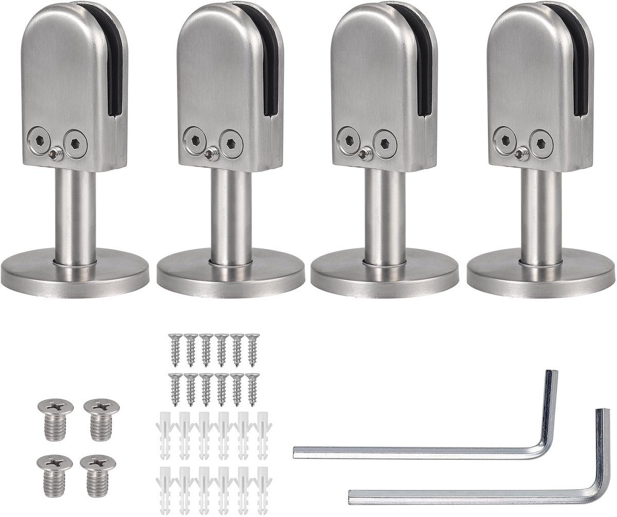 SolidKeus - Set van 4 RVS Glas Klemmen voor 6-7mm Glas