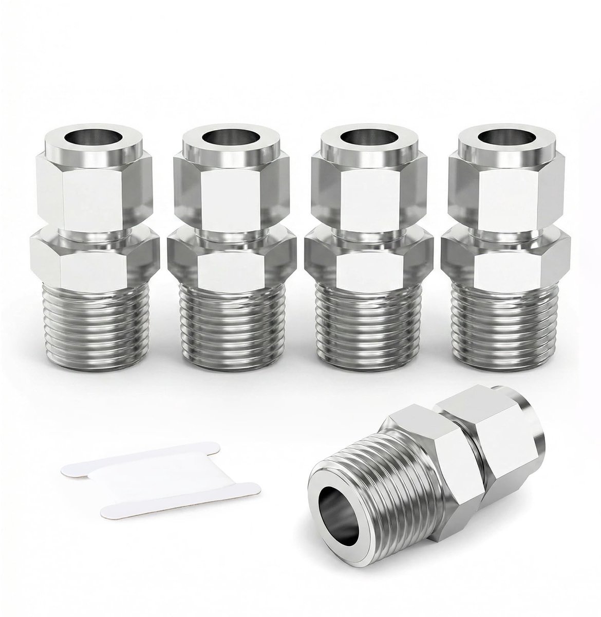 SolidKeus - 5 Stuks RVS Compressieverbindingen 12mm x 1/2" BSP