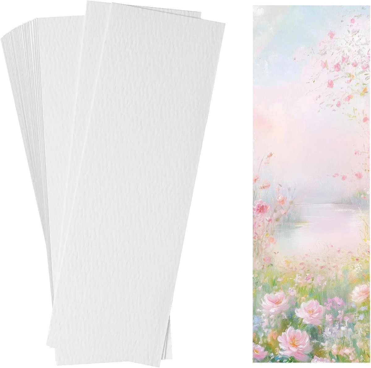 Set van 30 lege waterverf boekenleggers 4,8 x 19 cm - Wit 63 kg papier voor schilderen, tekenen en knutselen voor kinderen en studenten