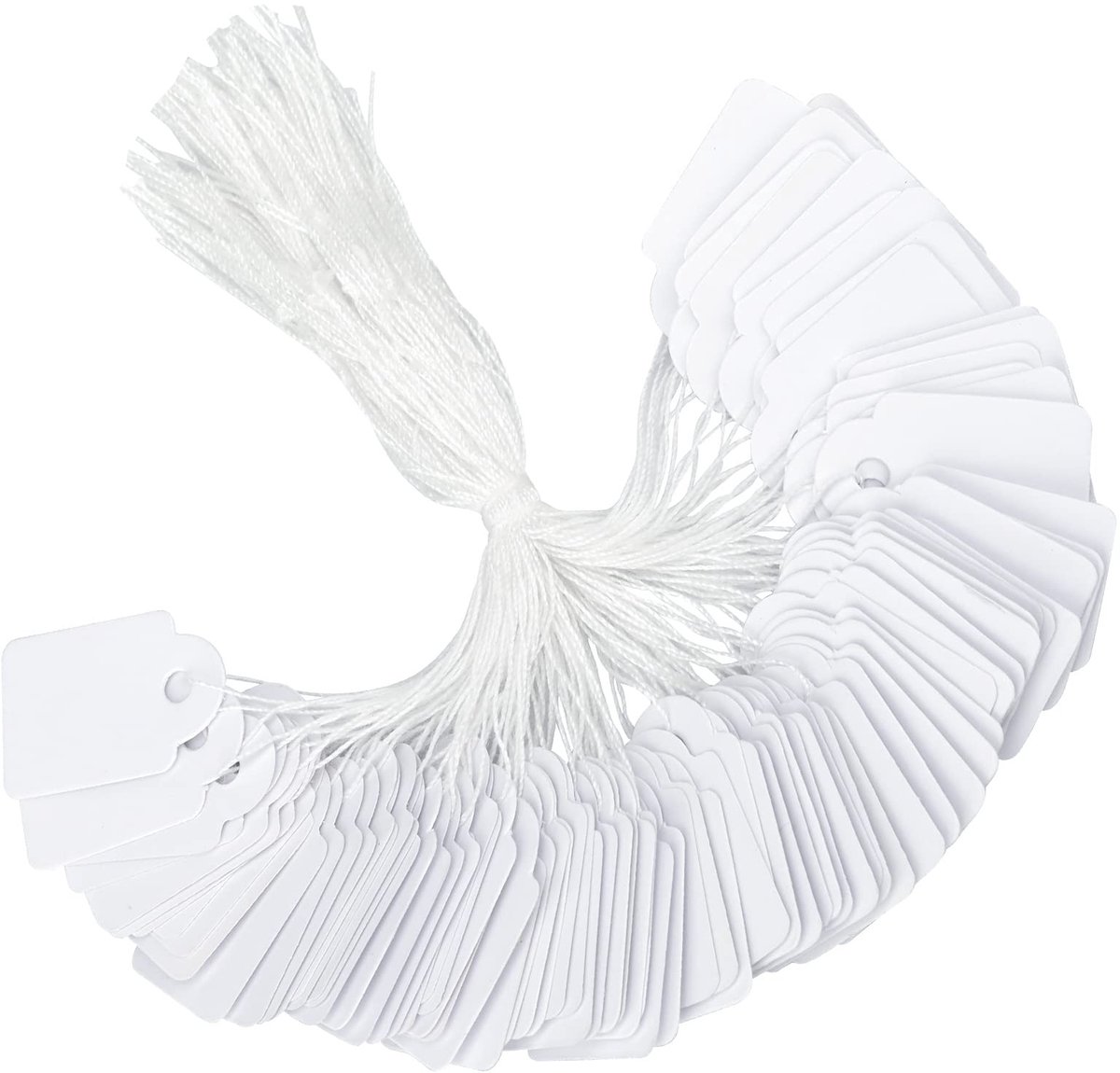 SolidKeus - 200 Stuks Witte Prijskaartjes met Koord voor Sieraden en Kleding
