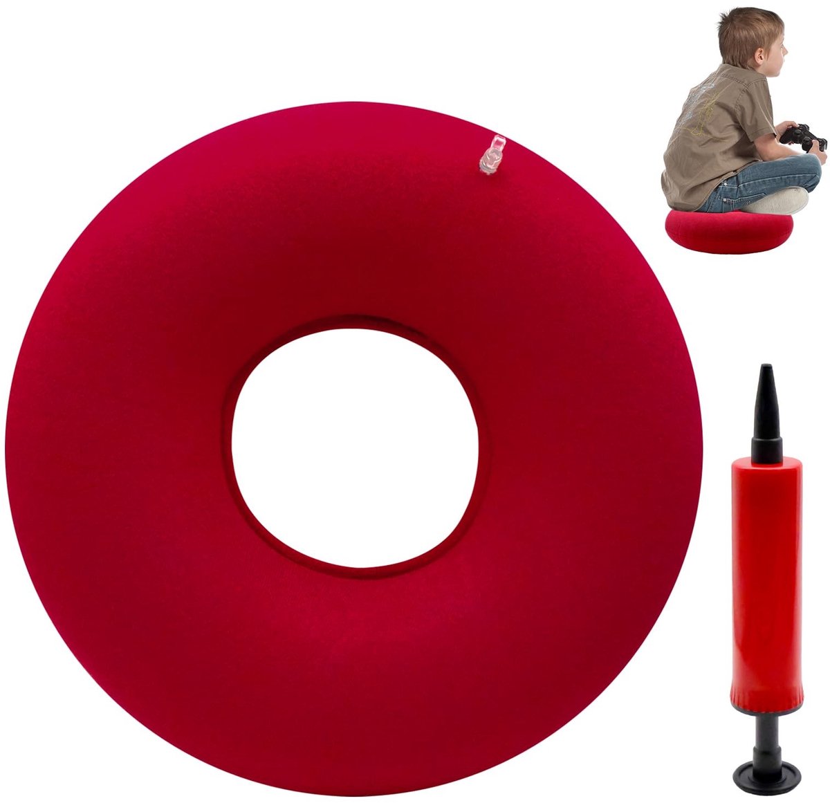 SolidKeus - 40cm Opblaasbare Donut Kussen met Pomp