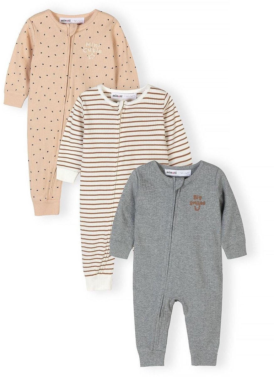 Minoti baby boxpak 3-pack ribstof jongens - beige