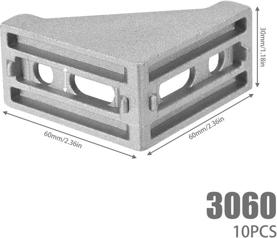 10 x hoekbevestiging hoek 30x60 aluminium hoekverbindingen bevestiging aluminium profiel hoekhoek bevestigingsmateriaal hoek bevestiging — afbeelding 5