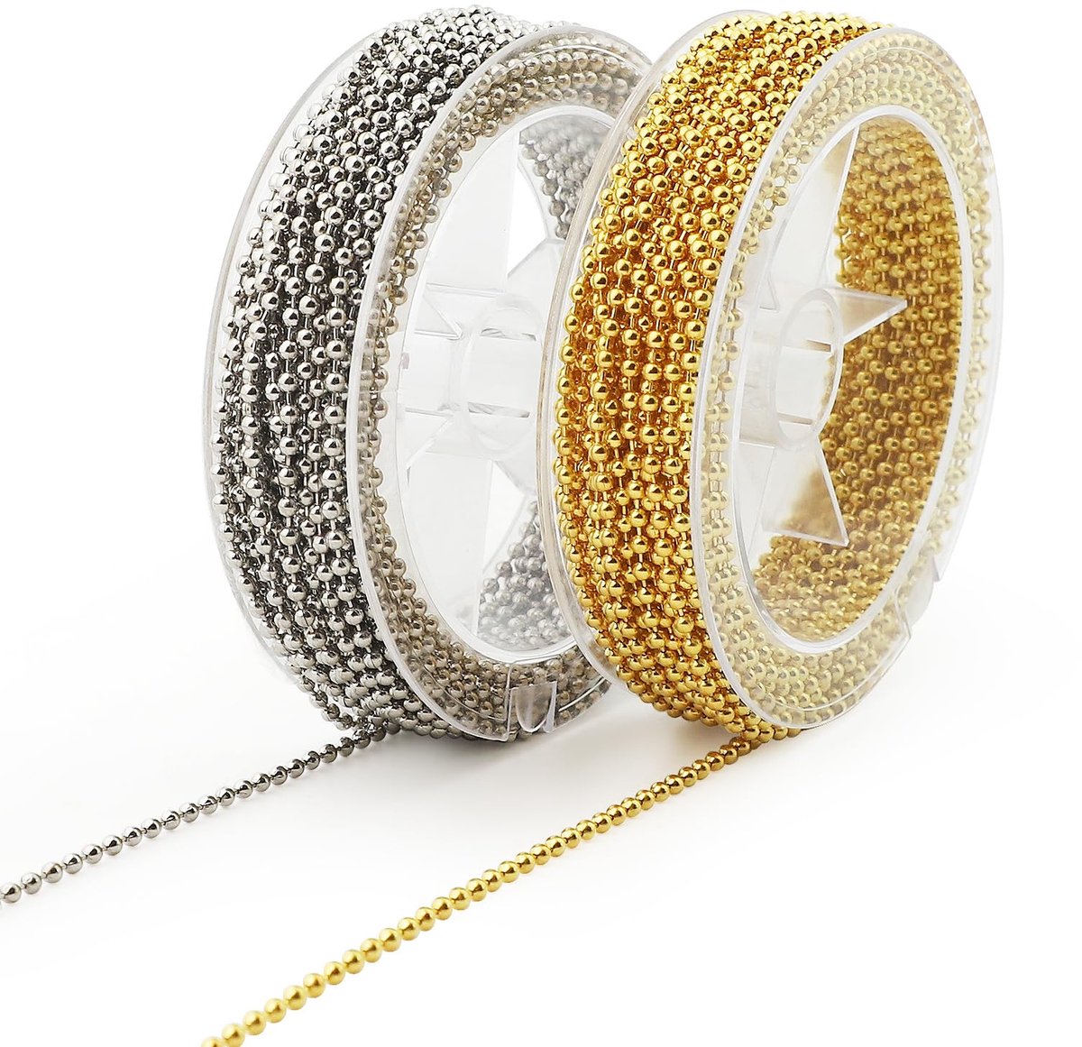 20 meter kogelkettingset met schakelketting, goud en zilver, 70 zilveren en 70 gouden connectoren voor halskettingen, armbanden, kettingen zelf maken, doe-het-zelf sieradenaccessoires (2,4 mm