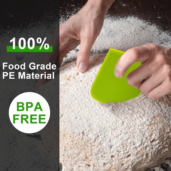 3 stuks deegschraper, deegschraper snijder, plastic gebak brood deeg cutter kom schraper gladder gereedschap, broodschraper voor het bakken van brood, pizza en cake (groen, wit) — afbeelding 3