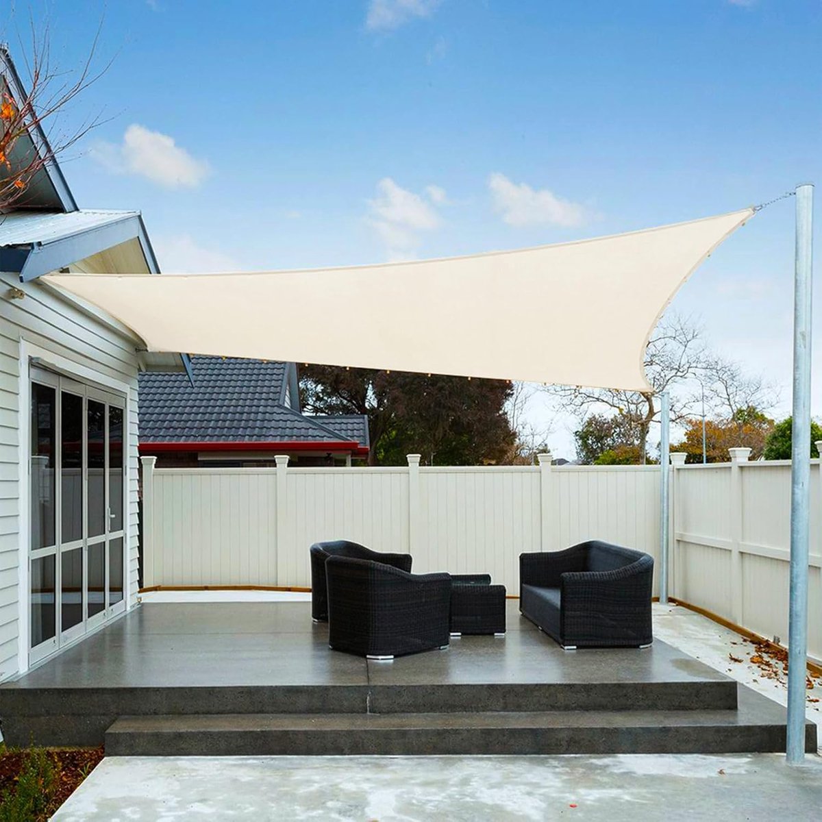 SHADE Schaduwzeil 2,5x3m Rechthoek Waterdicht 95% UV-Bestending voor Buiten Luifel Balkon Tuin-Crème