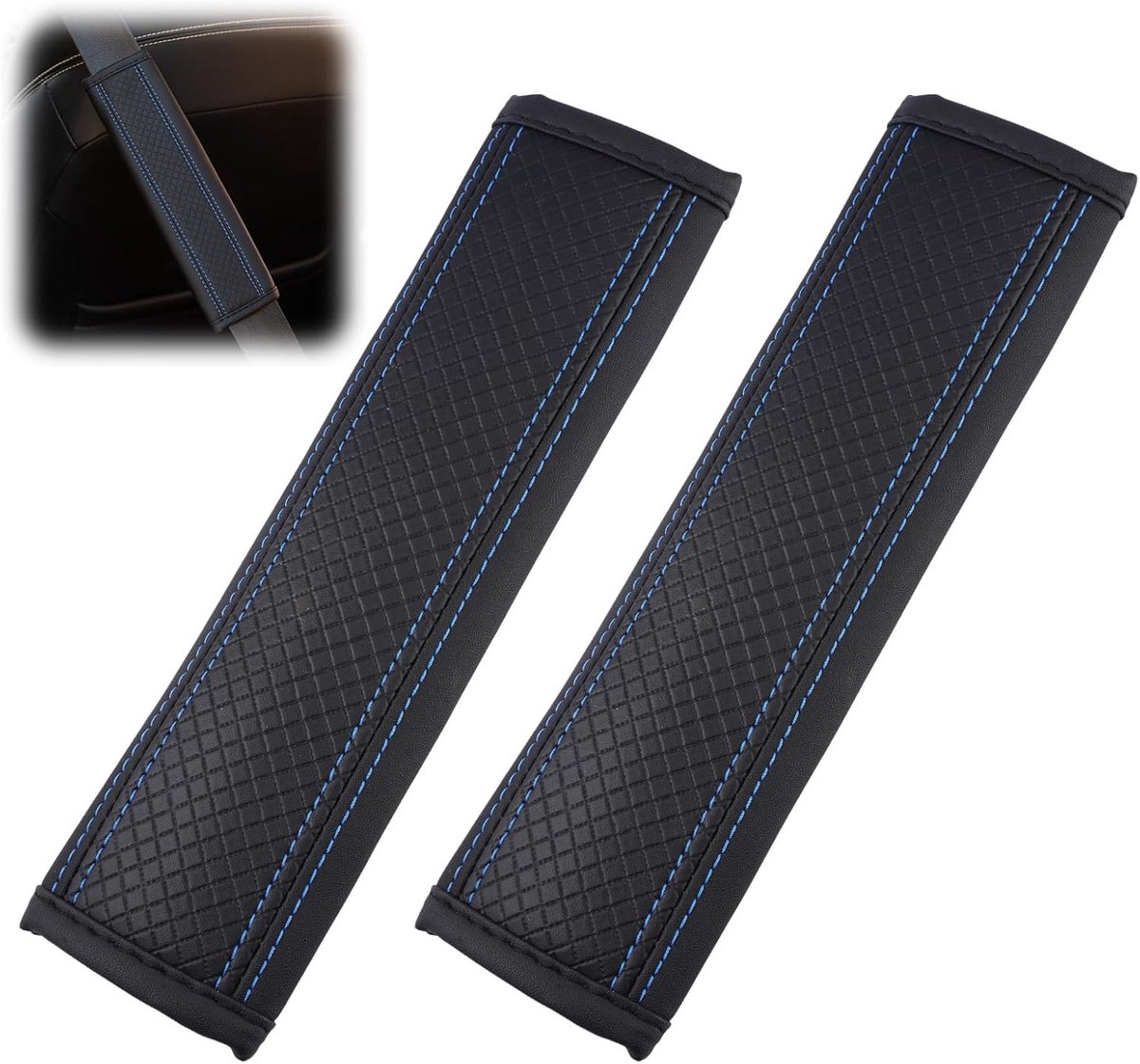 Veiligheidsgordelkussens, Gordelbeschermers Voor De Auto, Universele Autogordelbekleding, Verdikte Veiligheidsgordel, Bekleding Voor Volwassenen, Kinderen, Vrouwen En Mannen (Zwart/Blauw)