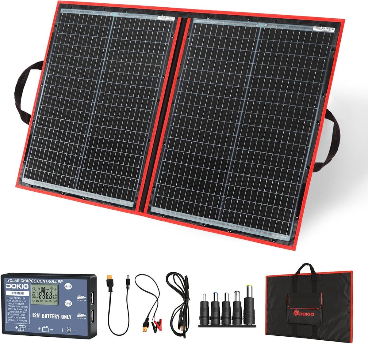 Opvouwbaar Zonnepaneel 100W 12V - Monokristallijn met 10A Controller - Draagbaar voor Camper Caravan en Boot